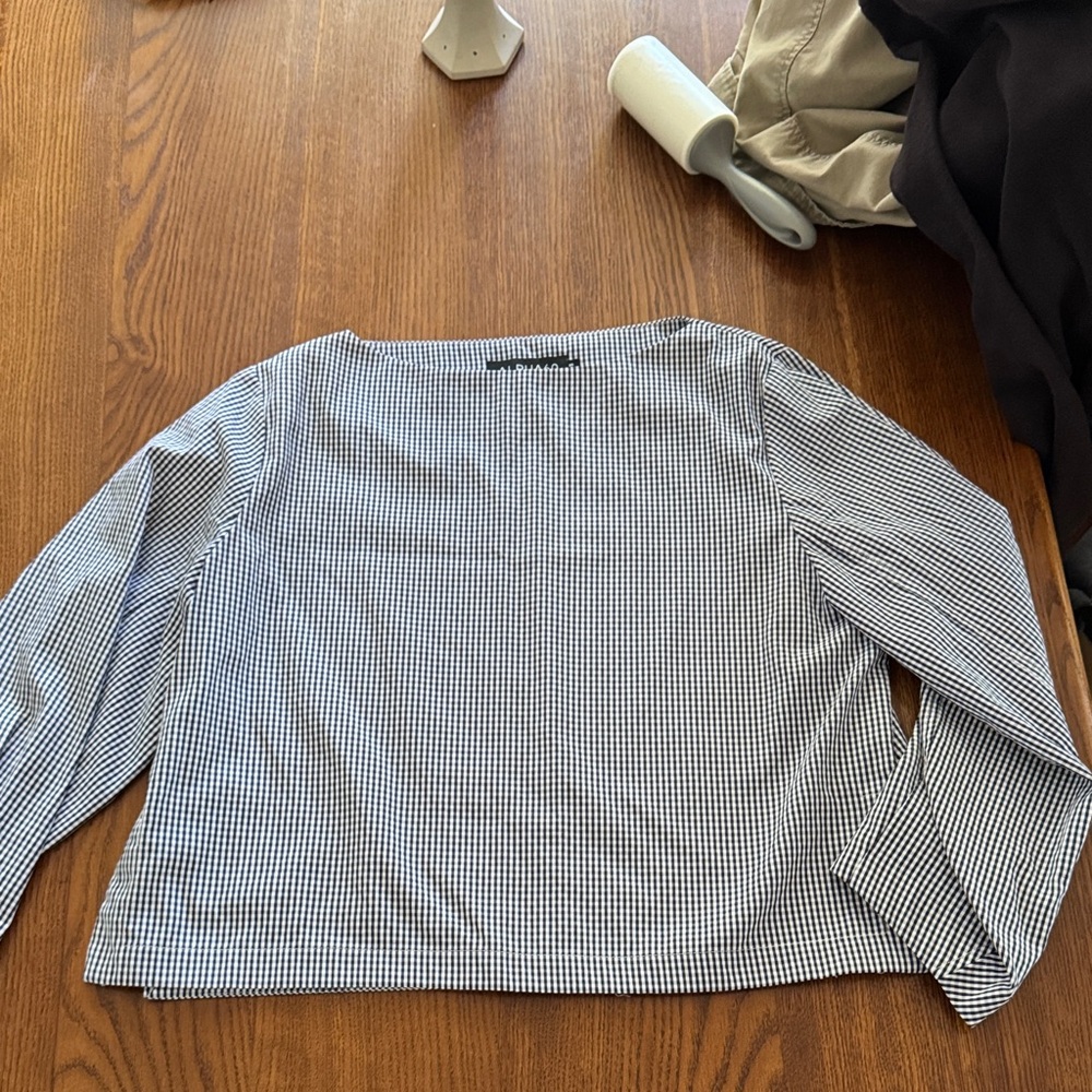 ALPHA60 Navy Gingham Blouse